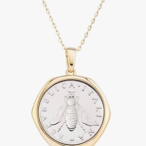 Chic Gold and Silver Bee Medallion Necklace